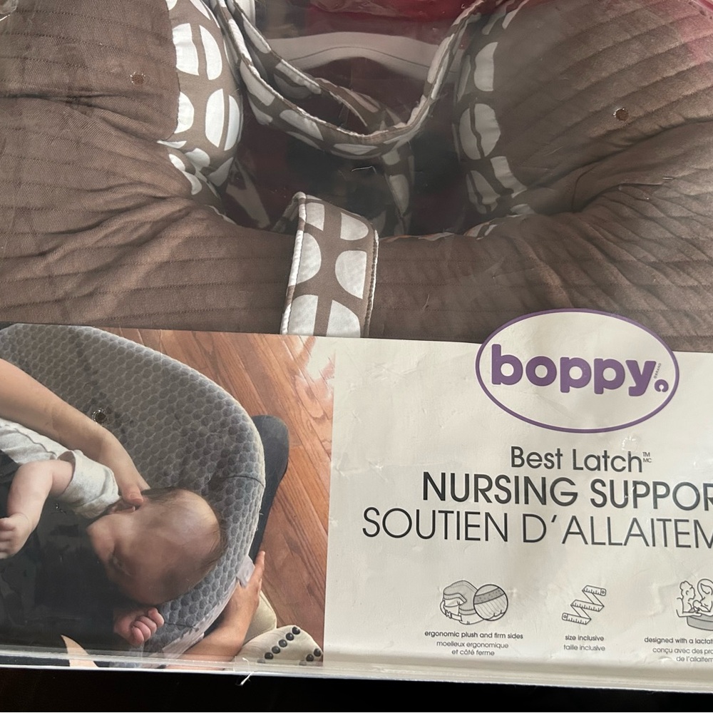 Boppy Nursing Pillow with Brown and White Pattern